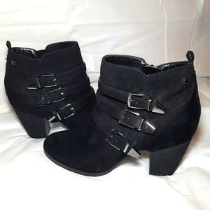 CrownVintage Black Suede Bootie☆Silver Buckles
